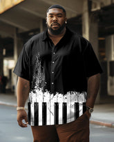 Vintage Music Keys Pattern Large Size Men's Short Sleeve Shirt